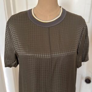 Rag & Bone Olive Houndstooth Short Sleeve Top